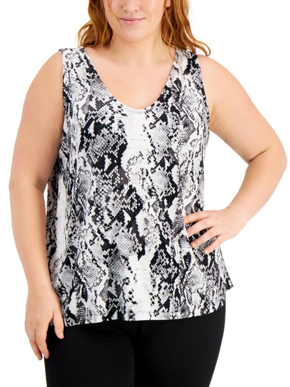 Ideology Womens Activewear Plus Size Snakeskin-Print Tank Top